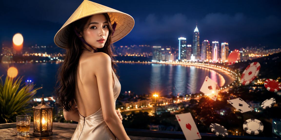 Người chơi bài tại Đà Nẵng với không khí vui vẻ và trang phục truyền thống nón lá