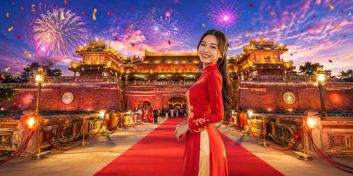 Người dùng tại Huế trải nghiệm ứng dụng casino trong trang phục áo dài truyền thống